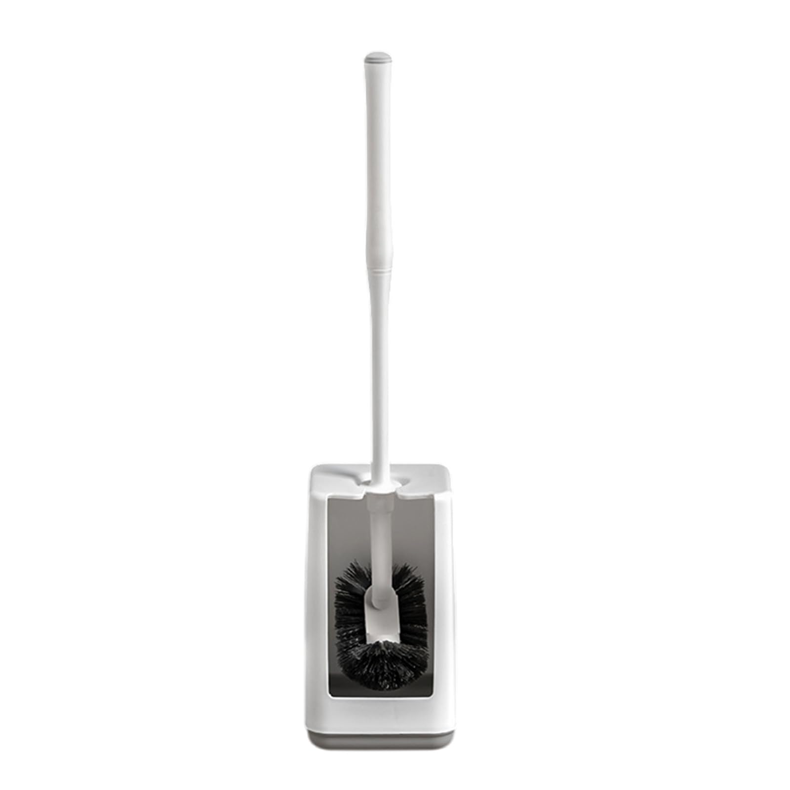 Compact Bathroom Brush and Holder Set for Scrubbing At Tight Space Curved Bristles Toilet Bowl Scrubber Long Handle Curved Toilet Bowl Brush with Organizers