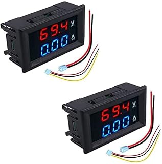 RUNCCI-YUN 2 Pcs 0.28" Digital Multimeter Dual LED Display Voltmeter DC 0-100V 10A Ammeter Voltage Current Meter Volt Amp Panel Monitor for Auto Car Motor(Blue + Red)