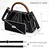 FuninCrea Crossbody Bag Damen Klein Faltenwurf Umhängetasche Damen mit Holzgriff, Mini Frauen Handtaschen Trendy Totes Bag mit Abnehmbaren Schulterriemen und Magnetischem Schnappverschluss (Schwarz) #1