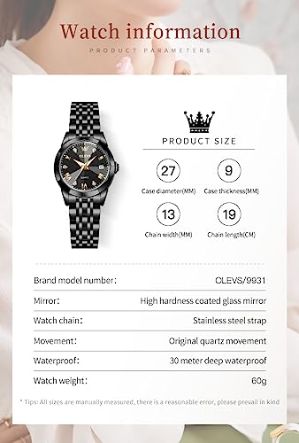 Image of OLEVS Womens Watch Fashion Dress Diamond Female Watches for Ladies Analog Stainless Steel Waterproof Luminous Day Date Two Tone Wristwatch