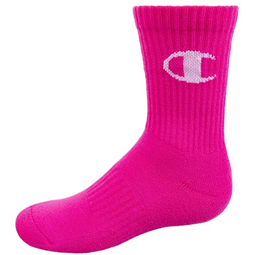 Champion Unisex Child Kids' Multipacks Socks, Crew Multi Script - Dark Blue, 9 7 Us #TOP3