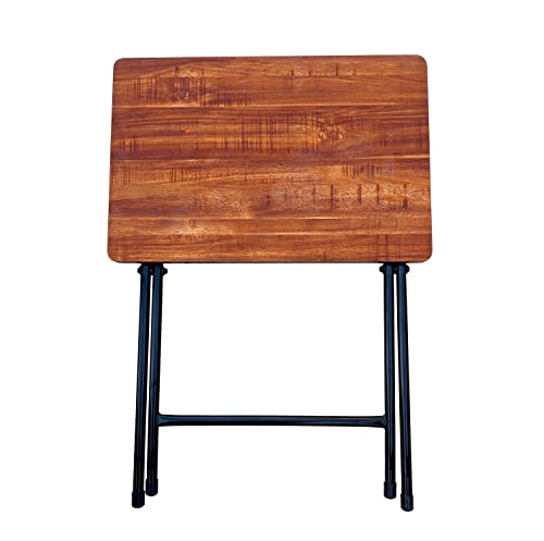 Image of ANEXO Metal Folding Computer Work from Home Table for Laptop Study Office Foldable Desk (Teak)
