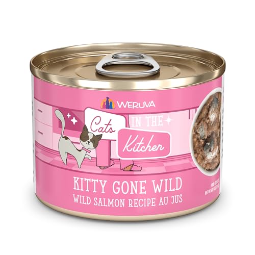 Weruva Cats in The Kitchen, Kitty Gone Wild with Wild Salmon Au Jus Cat Food, 6oz Can (Pack of 24)
