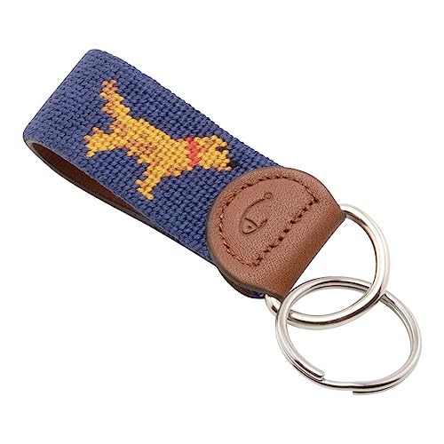 Image of Leather Hand-Stitched Needlepoint Key Fob or Key Chain