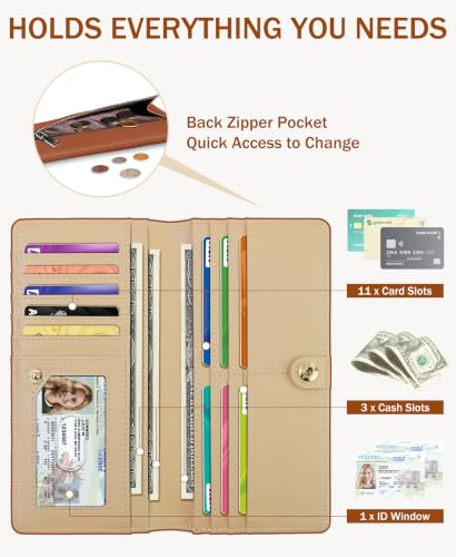 Image of Immaturus Brown Womens Wallet RFID Blocking Slim Thin Credit Card Holder