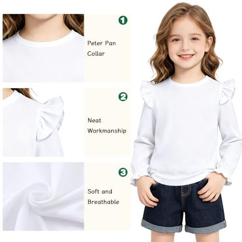 Image of LYSMuch Toddler Baby Girls Blouse Long Sleeve Ruffle Shirt Solid Top