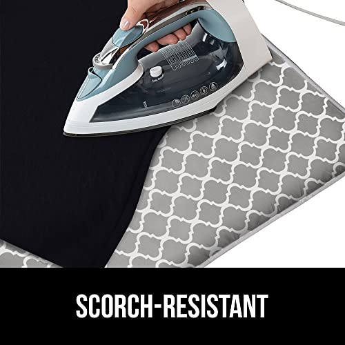 Image of GORILLA GRIP Ironing Mat, Portable Ironing Pad, Magnetic Ironing Blanket for Top of Washer, Dryer, Table Top, Countertop, Silicone Coating and Scorch Resistant, Travel Size 28x24, Quatrefoil
