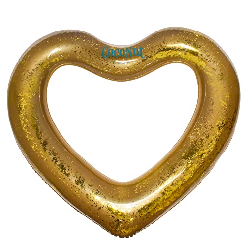 Coconut Float: Gold Glitter Heart Pool Float - 48