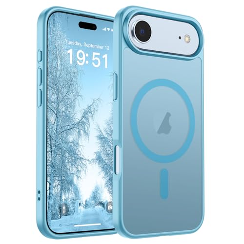 Image of SUPFINE Magnetic for iPhone Air Case (Compatible with MagSafe)(Military Grade Drop Protection) Slim Translucent Matte Shockproof with Anti-Fingerprint Phone Cover for 17 Air,Light Blue