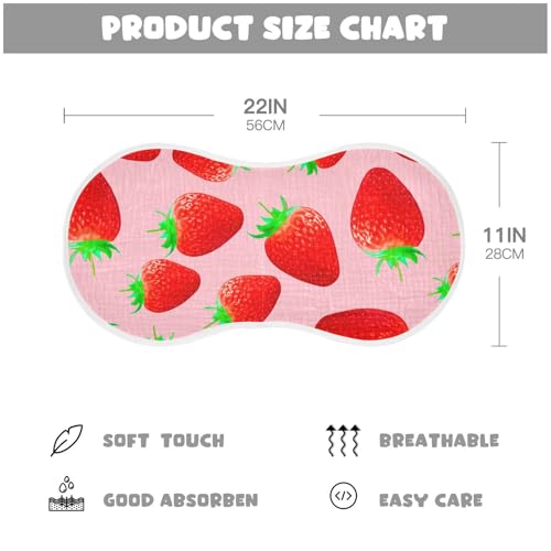 Baby Burp Cloths, Soft Absorbent Burping Cloths for Babies, Cotton Milk Spit Up Rags, Large Size for Newborns, Baby Boys and Girls (Pink Strawberry Design)4