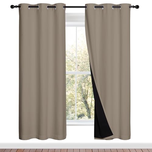 Image of NICETOWN Taupe Full Shade Curtain Panels, Pair of Energy Smart & Noise Blocking Out Blackout Drapes for Dining Room Window, Thermal Insulated Guest Room Lined Window Dressing(Taupe, 42 x 72 inch)