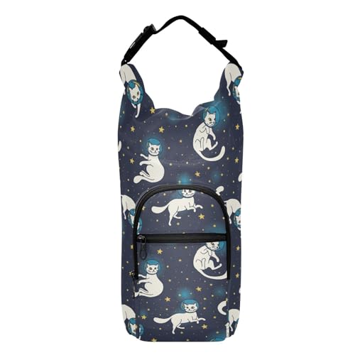 FRODOTGV Soporte para botella de agua con diseño de gato blanco y astronauta, ahorra espacio, para botellas de agua de 20/24/32/40 onzas