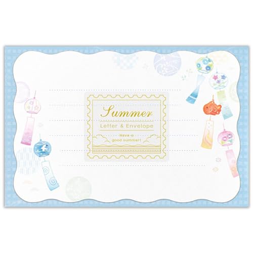 エヌビー社 ミニレター サマー 涼風 | ミニレターセット 横書き 便箋6枚 封筒3枚 洋形3号封筒 ダイカット