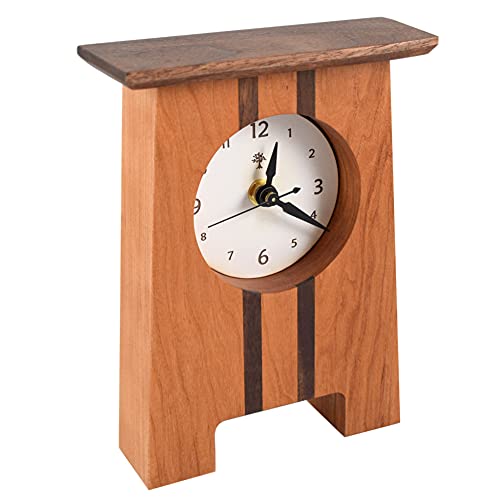 Modern Artisans Craftsman Style Desk Clock, Cherry And Walnut, 7.75" #TOP2