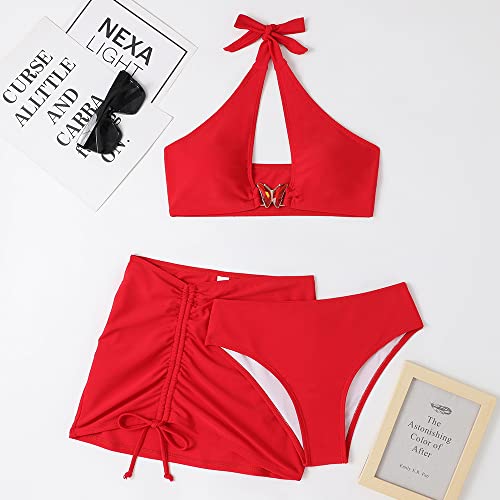 Swimsuit - Women's 3 Piece Bathing Suits (Butterfly Link) Bikini Set with Cover Up Skirt - hot Sexy Trendy Butterfly Design2