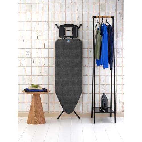 Image of Brabantia XL Comfort Ironing Board with Solid Steam Iron Rest | Large (Size C) | Fairtrade Denim Black Cover | Adjustable Height (27-38 inch), Easy Fold, Anti-Collapse Lock, Non-Slip Feet