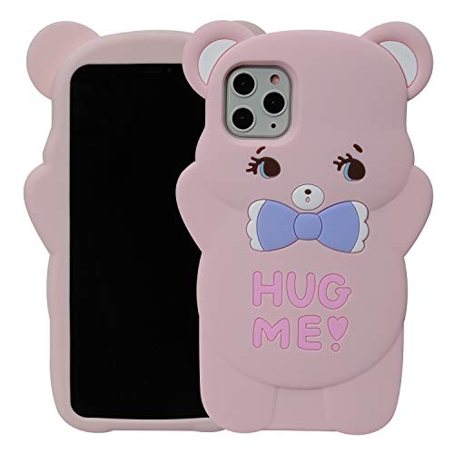 Phenix Color Cartoon Case for iPhone 11 6.1" 2019, Cartoon 3D Cute Soft Silicone Rubber Protective Gel Back Cover,Animated for Kids Girls (HugMe Bear-1, iPhone 11 6.1")