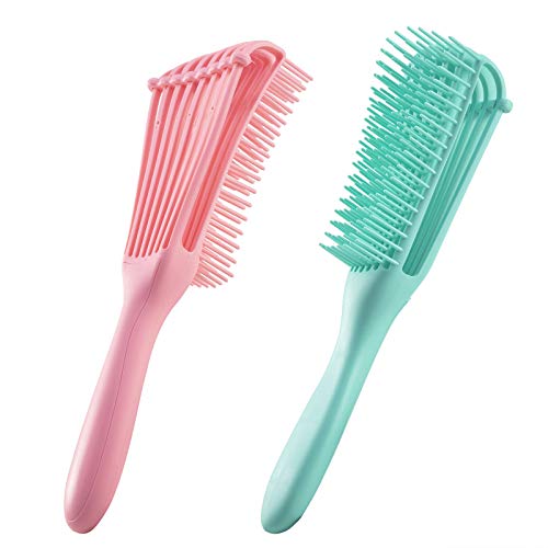 2 Pack Detangling Brush Detangler Hair Brush Wet Detangling Brush Comb for Curly Hair (Green & Pink)