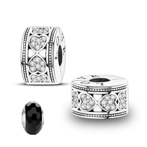 LNQOBU Clip/Stopper Charms pour Bracelet 925 Argent Sterling Pave Cubic Zirconia Charm Bead Star Moon Charme Bleu Papillon Charm Bijoux pour Femme