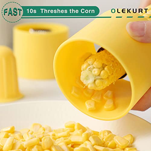 Olekurt 2 Pcs Corn Peeler - Corn Stripper For Corn On The Cob, Corn Cutter With Safety Handle [Lemon Yellow- 2 Different Sizes] #TOP1