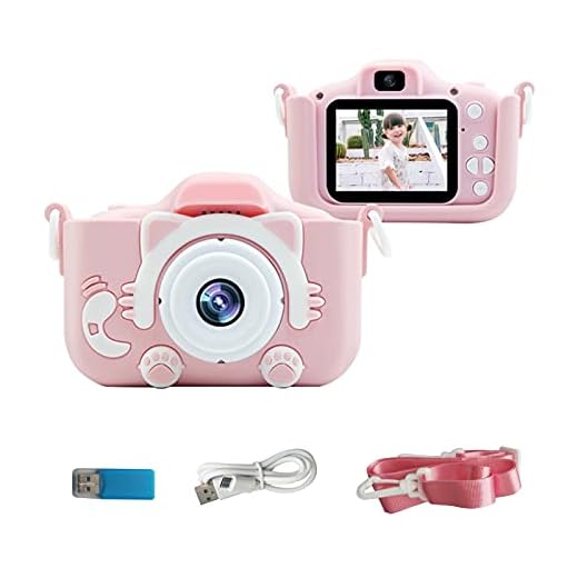 Kiboule Câmera digital infantil portátil 20MP 1080P HD câmera de vídeo filmadora Linda câmera recarregável selfie com tela de 1,9 polegadas cartão de memória de 32GB Jogos de suporte Fotografia ao ar livre