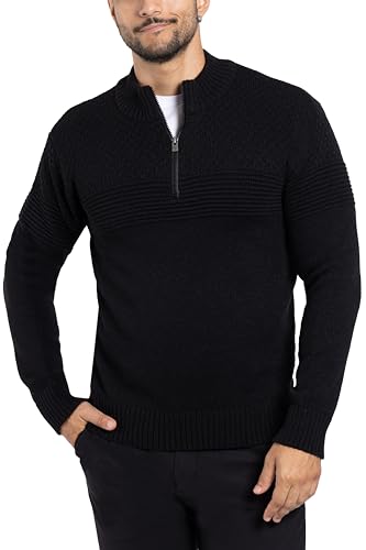 Comfort: questo maglione da uomo con mezza zip presenta una sensazione ultra morbida, maniche lunghe e polsini a costine per mantenere il calore, peso medio, sensazione elegante.
