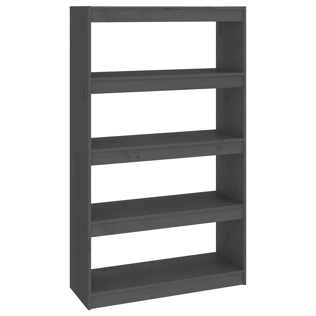 Bibliothèque de bureau - Étagère multifonction - En pin massif - Gris - 80 x 30 x 135,5 cm