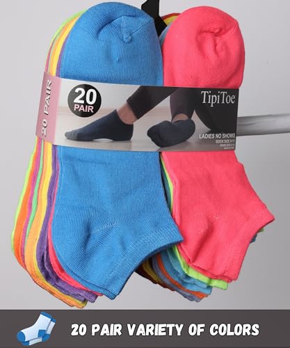 Tipi Toe Women's 20 Pairs Colorful Patterned Low Cut/No Show Socks2