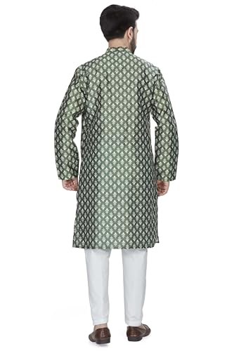 Image of BE ACTIVE Cotton Jacquard Blend Kurta for Men | Traditional and Elegant Design| Indian Kurta| | Full Sleeve Kurta| Classic Ethnic Elegance Green