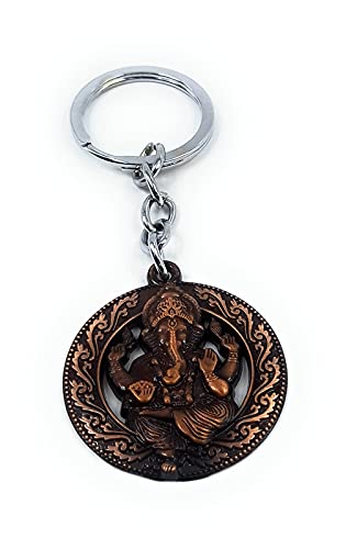 Auspice Lord Ganesh Ganpati Metal Keychain and Keyring (Copper)