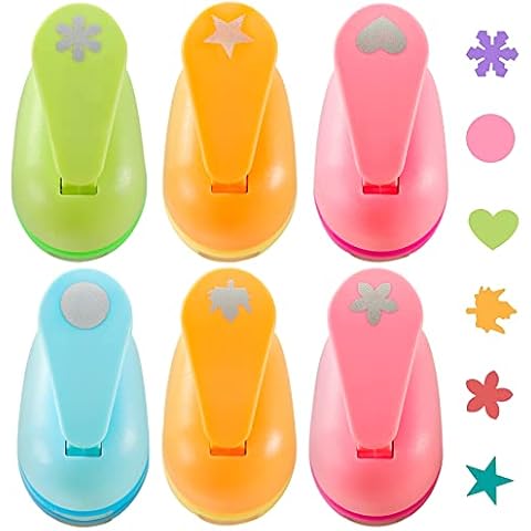 LoveInUSA Hole Punch Set, 6PCS Kids Paper Craft Punches Decorative Snowflake Star Circle Hole Puncher for Crafting Scrapbook Nail Designs Cover
