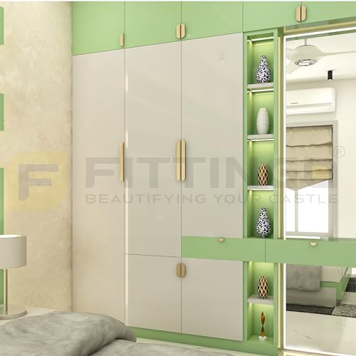 Image of VEZEL Aluminium Cabinet Handle /Wardrobe Handle - Modern Cabinet Pull for Wardrobe, Drawer & Cupboard, Cabinet Furniture (PVD Gold) - 288mm - Pack of 2-| 3 Years Warranty |