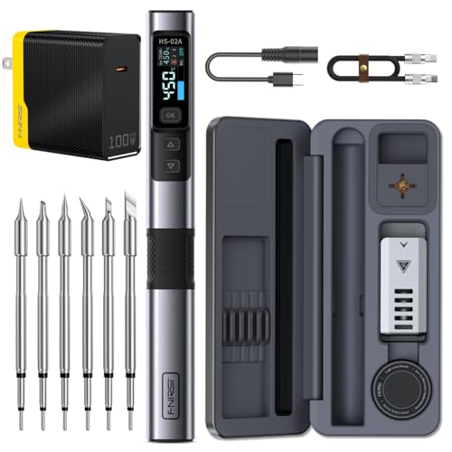 FNIRSI HS-02A 100W Portable Corded Soldering Iron Kit with Storage Case, 3S Fast Heating...
