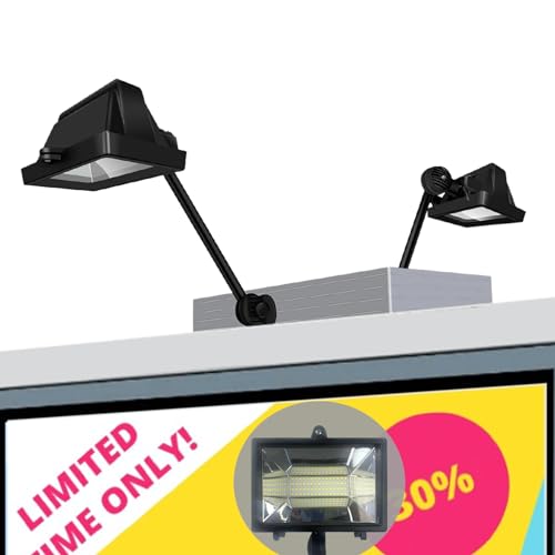 Image of Solar Sign Lights Outdoor, 120 LEDs Solar Sign Light, Waterproof, 12000 mAh Sign Lighting, Billboard Light, Commercial Lights for Real Estate Signs, Business, Advertisement, High Way