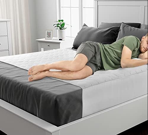Protector de cama impermeable con solapas plegables, lavable, para incontinencia, absorbe hasta 3 litros, a prueba de fugas, certificado OEKO-Tex, para cama King, 150 x 85 cm, color blanco