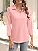 TICTICMISS Womens V Neck Polo Shirts 3/4 Sleeve Collared Tops Business Casual Summer Tops Trendy Loose