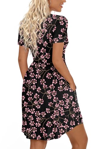 Image of LONGYUAN Womens Long Sleeve Dresses Casual Loose Fit Swing Dress Hide Belly with Pockets