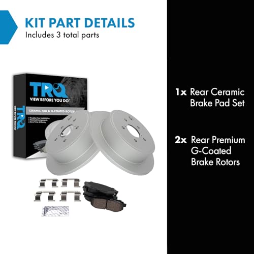 Image of TRQ Rear Brake Pad and Rotor Set Ceramic Compatible with 2010-2014 Subaru Legacy 2013-2015 BRZ