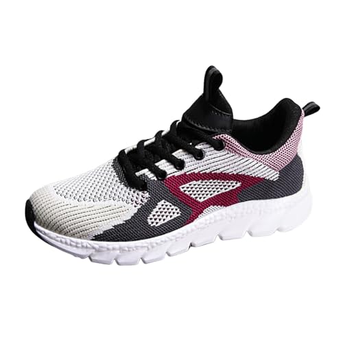 Zapatillas de Deporte Tejidas voladoras para Mujer, Nuevas Zapatillas de Moda Coreana con Cabeza Redonda y Cordones, Zapatos Casuales, Zapatillas para Correr con Suela Gruesa (Red, 43)