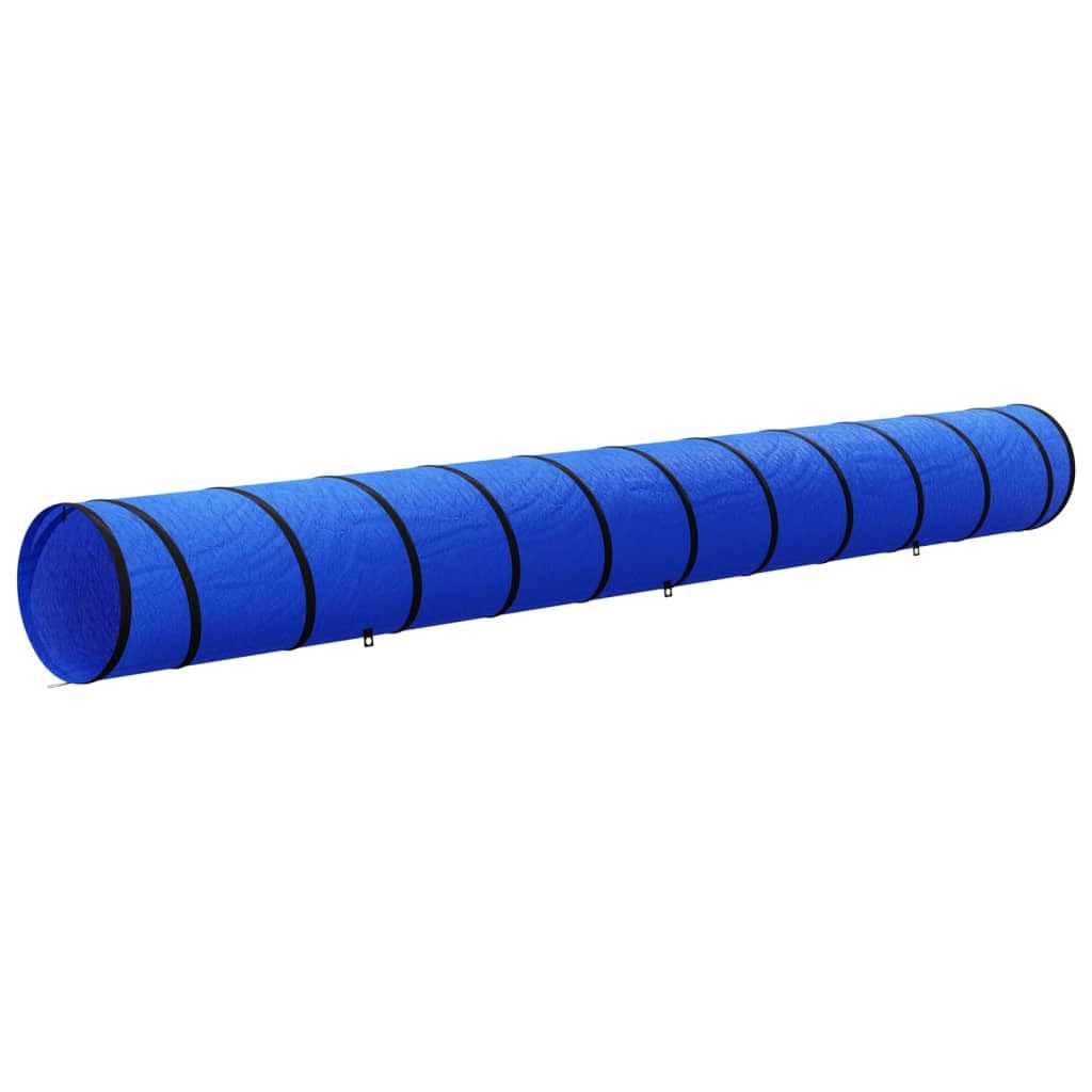 Túnel para perros azul Ø 55 x 500 cm de poliéster y metal, túnel de juego plegable con 8 piquetas, bolsa de transporte, para perros, gatos, conejos, hurones, interiores y exteriores, jardín