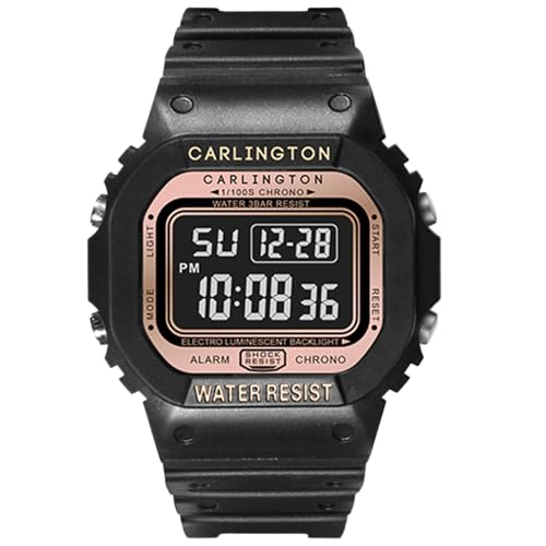 Image of Carlington Digital Sports Watch Dual Time, Alarm, Calendar, Stopwatch, Water-Resistant, Shock-Resistant, Back Light Display. The Perfect Watch for Men - CT 1801
