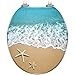 Round Toilet Seat Starfish a beach sand Resin Toilet Seat Quietly Slow Close with Quick-Release Hinges Toilet Seat with Cover Easy to Clean Install