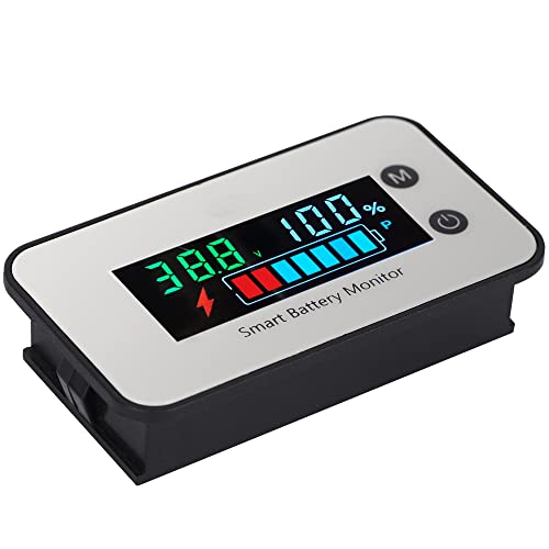 Battery Monitor12v 24v 36v 48v 60v 72v ,7-100v Car Motorcycle Golf cart Battery Meter Digital Battery Capacity Remaining Capacity Percentage Tester with Buzzer Alarm and Temperature