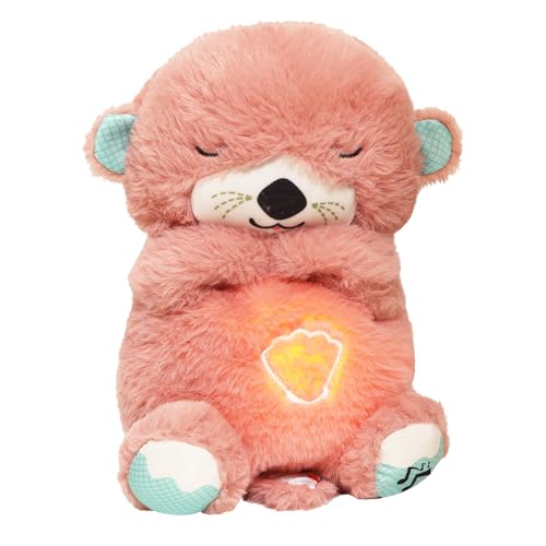 Image of Glyrnur Baby Sound Machine Breathing Otter, Sensory Details Music Lights Rhythmic Breathing Motion Musical Baby Toy Plush for Newborns (Battery Not Includ)