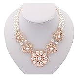 Bestpriceam (TM) Fashion Bohemia Chunky Crystal Flower Pearl Collar Statement Necklace for Party