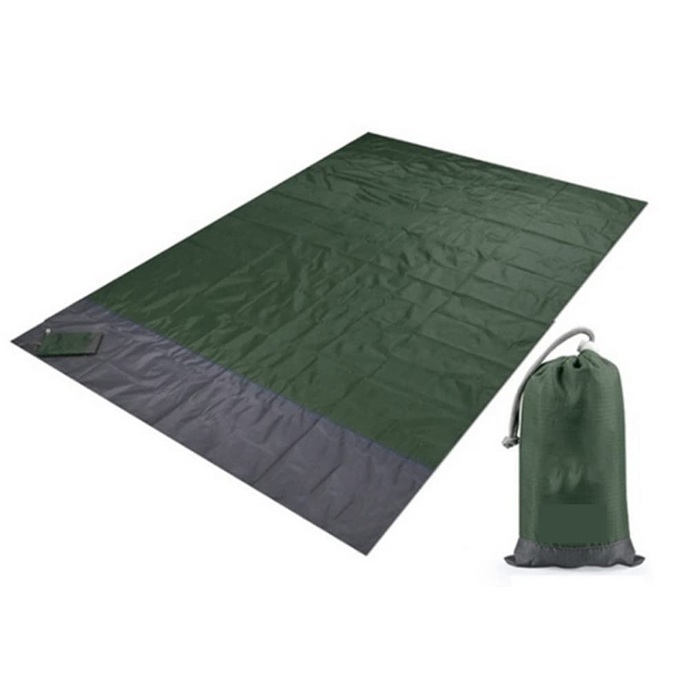 Leisure Sheet, 78.7 x 82.7 inches (200 x 210 cm), For 6 to 8 People, Picnic Sheet, Waterproof, Compact, Lightweight, Foldable, Large, Sea, Kids Storage Bag Included, L, Dark Green