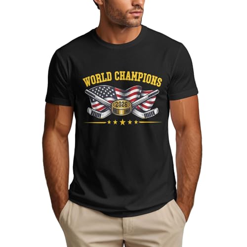 Us 2026 World Champions Shirt American Flag Patriotic Hockey Fan Men's T-Shirt T56