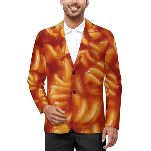 Noodles in T-omato Sauce Men's Slim Suit Long-Sleeve Prom Tuxedo Classic Two Button Business Jacket