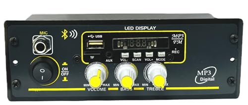 Image of Tech-lobby TDZ1240 Double IC High Power Universal Fit Mp3 Car Stereo with Bluetooth /USB /FM /AUX /MMC /Remote & Built-in Equalizer with Bass & Treble Control with Mic Input