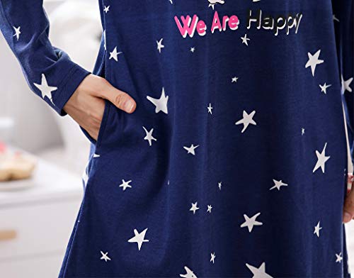 Vopmocld Big Gilrs Lovely Cats Patterns Nightgown Heart Shapes Star Print Nightdress Navy M(12)=Us 8-11 Years #TOP6